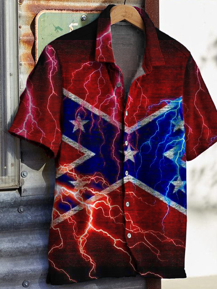 Men's Lightning & Rebel Flag Pattern Shirt wearshes