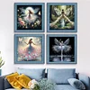 (US Only)4pcs Girl Printed Cross Stitch Kit 45x45cm DIY 11CT Thread Art Needlework Decor