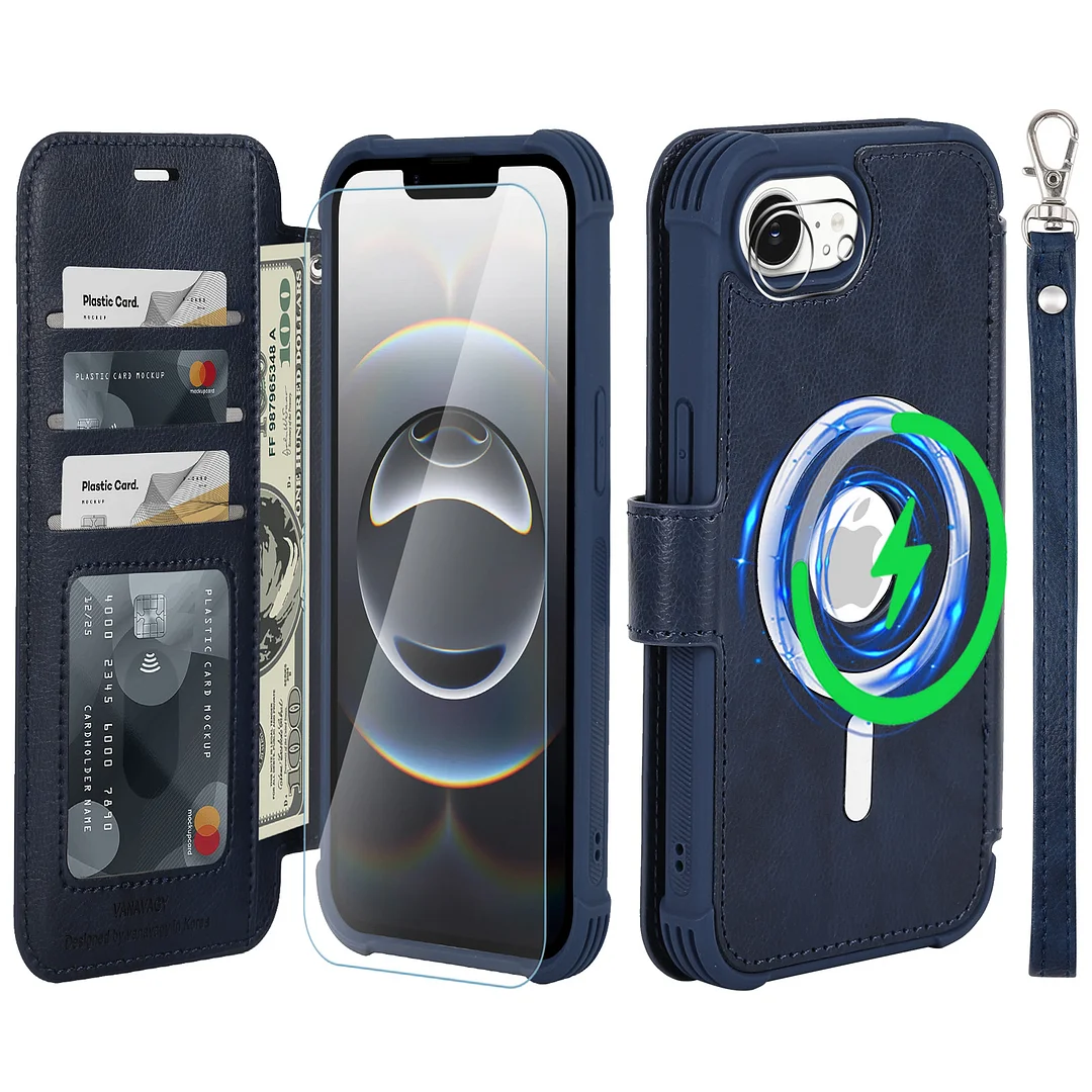 VANAVAGY Compatible for iPhone 16e Wallet Case for Magsafe Wireless Charging