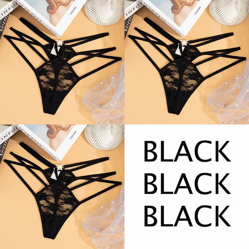 Sexy Lace Floral Thong Women  Seamless Panties Perspective Thongs Ladies Underwear Female Low Rise Cross Strap G-string
