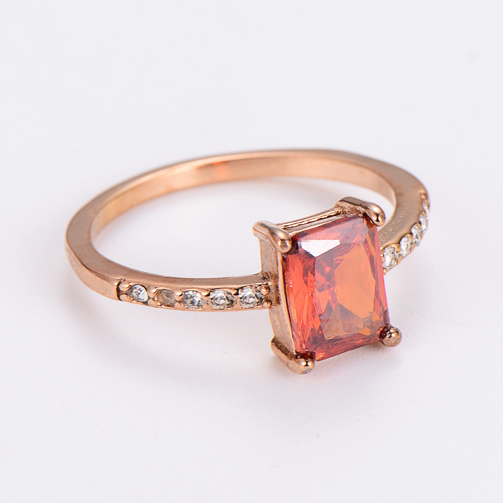 Aml Stainless Steel Square Zircon Ring Versatile Color Ring Female Stainless Steel