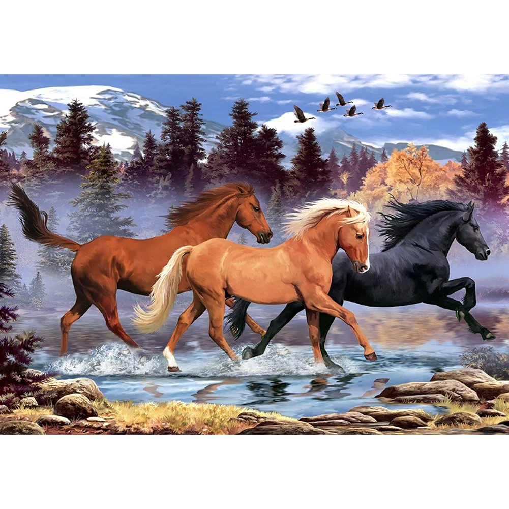 Diamond Painting - Full Round/Square Drill - Running Horse(30*40 - 50*60cm)
