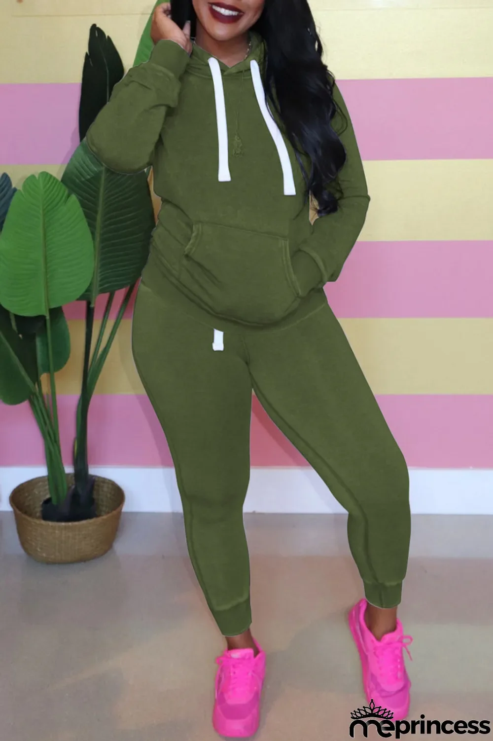 Grey Casual Solid Hooded Collar Plus Size