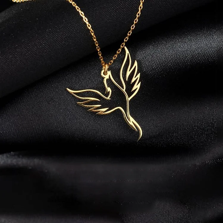 For Self - Strong As Fuck Fire Bird Phoenix Necklace
