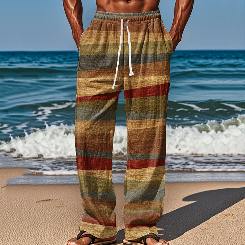 Men's Retro Geometric Lines Art Stripes Art Comfortable Casual Pants
