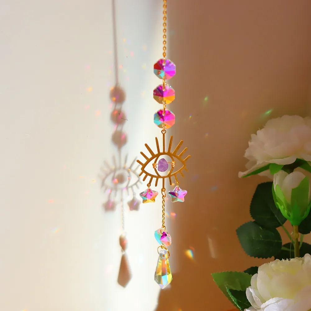 Hanging Crystal Star Eye Window Car Prism Moon Bell Pendants