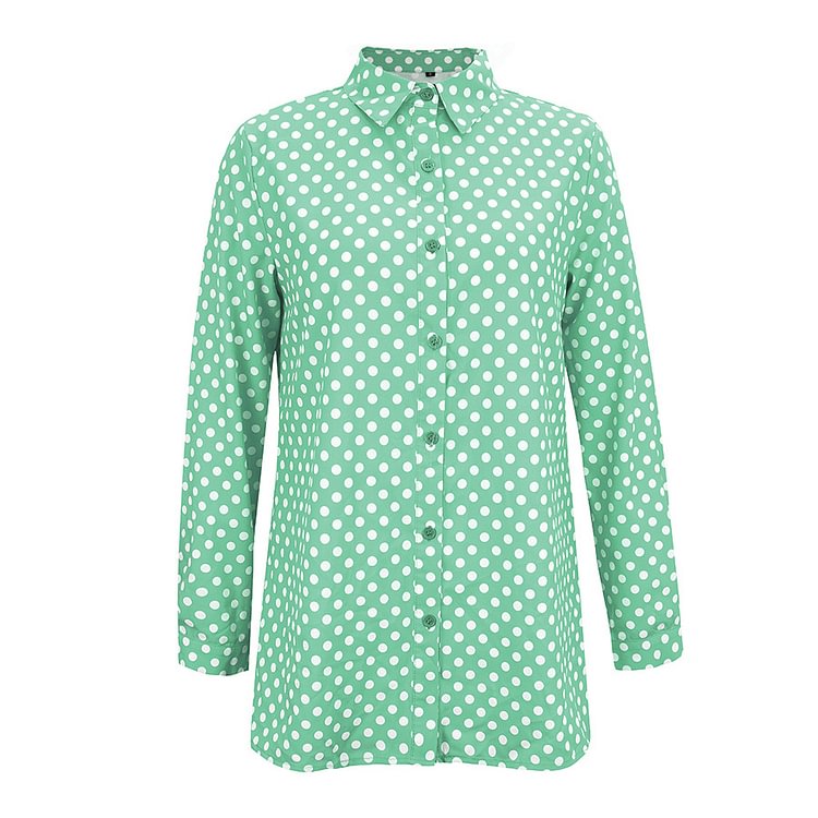 Polka Dot Blouse Women Turn-down Collar Long Sleeve Button Up Shirts Woman Fashion Candy Color Tops Ladies Spring New