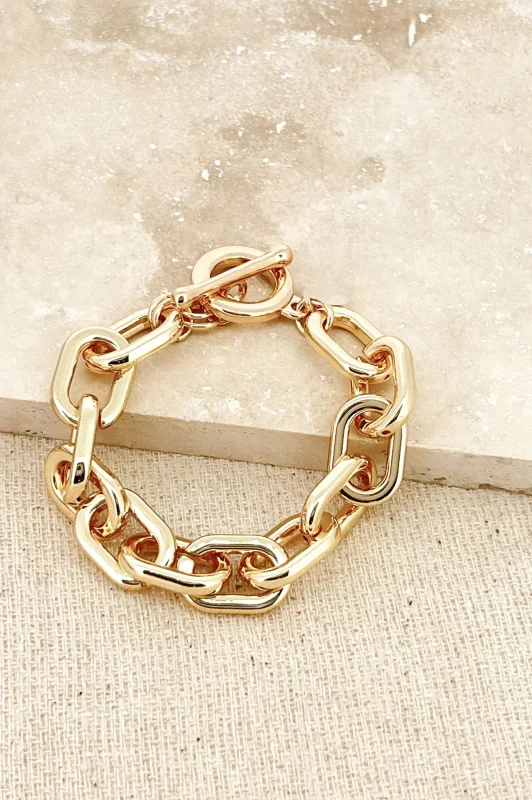 Gold Stretch Chain Link Bracelet