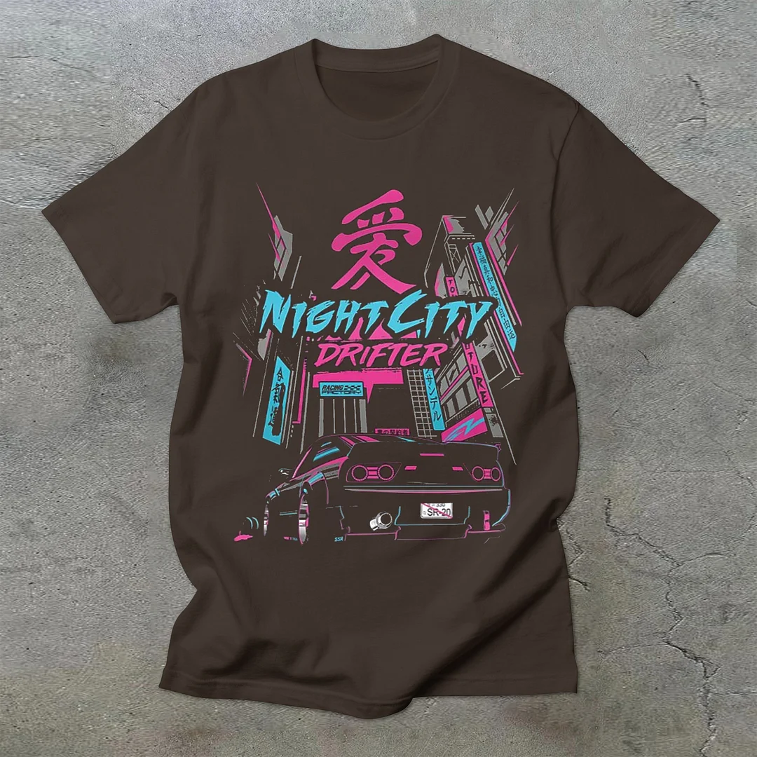 Trendy retro print casual street short-sleeved T-shirt