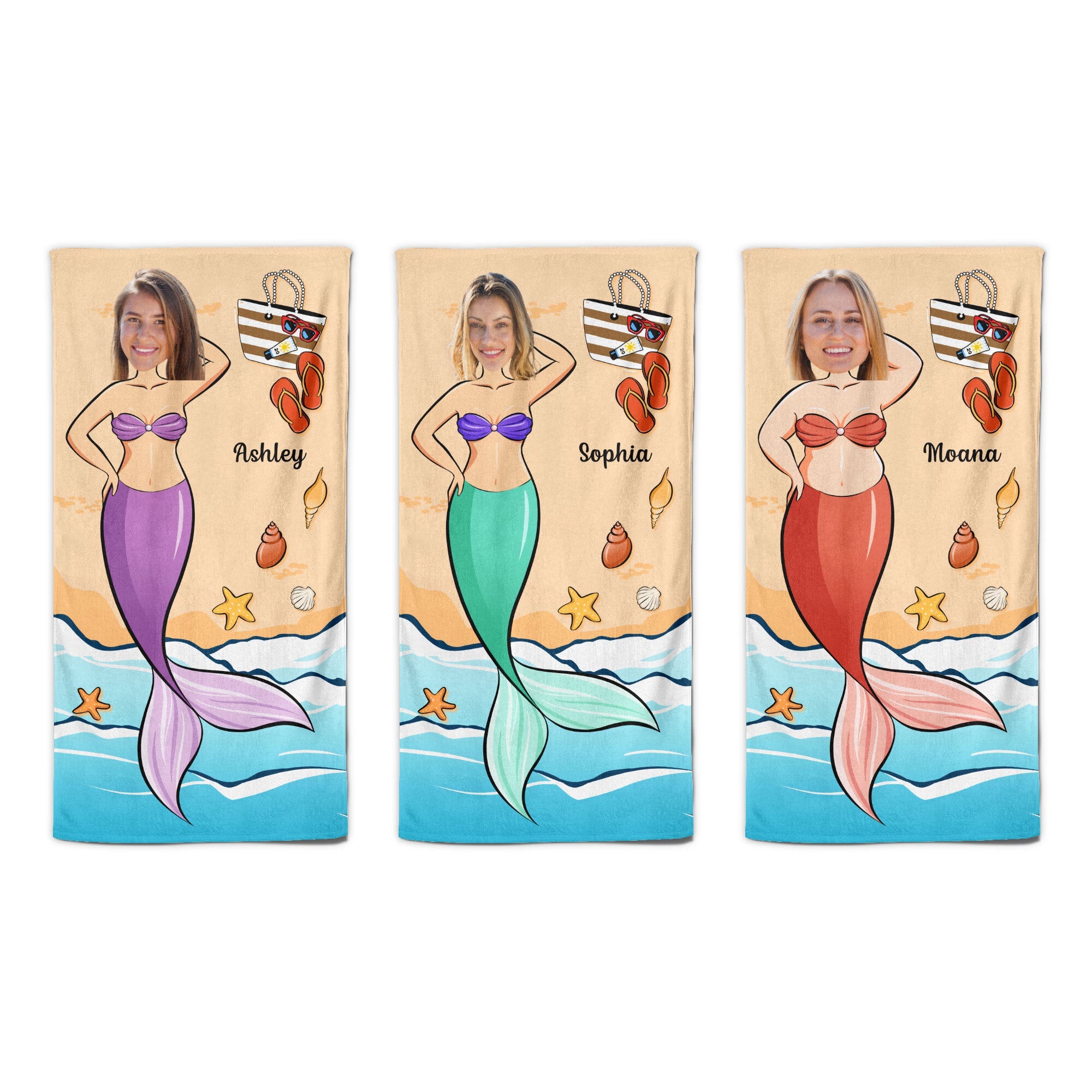 Loveyoufancy Funny Memaid Towel - Personalized Photo Beach Towel