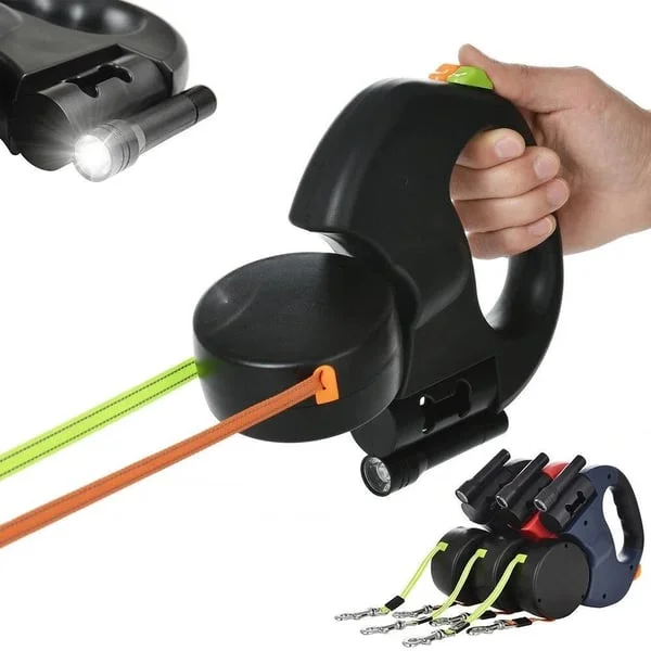 Dual Dog Leash - LED Light & 360° Swivel
