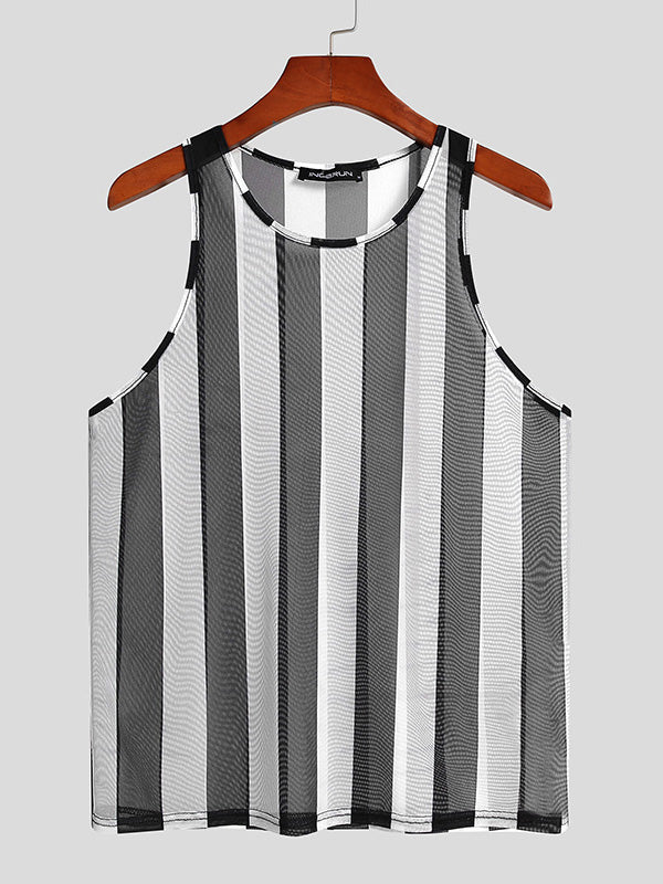 Aonga - Men's  See Through Striped VestH aonga