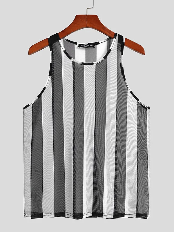 Aonga - Men's  See Through Striped VestH aonga
