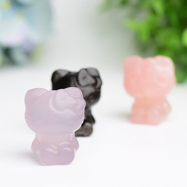1.3" Mini Hello Kitty Cat Crystal Carving