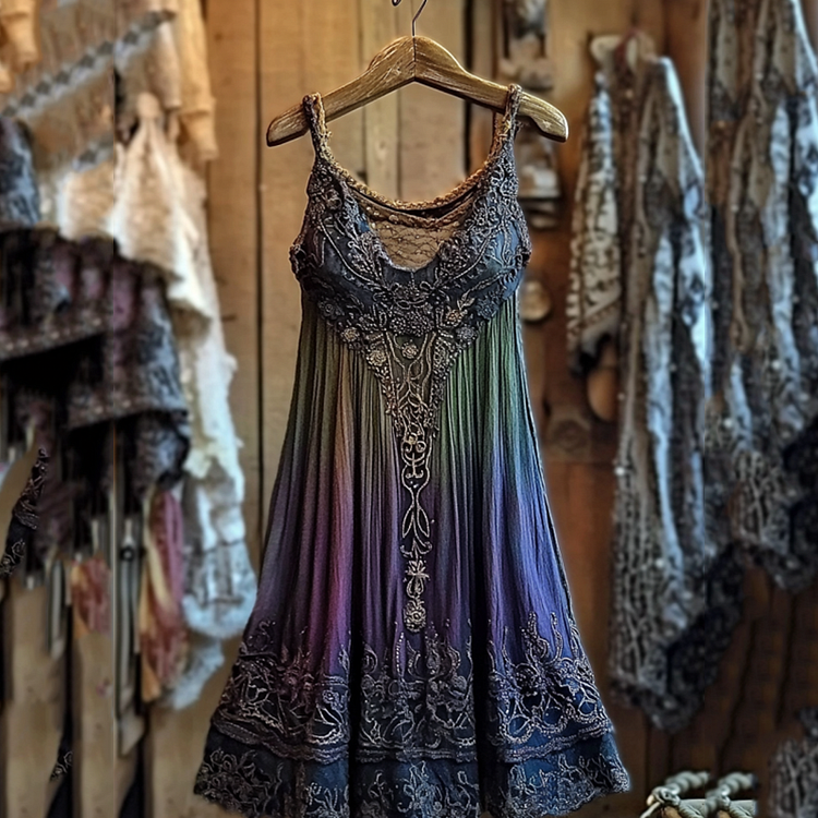 Vintage Viking Violet Gradient Tribal Pattern Comfy Tank Dress