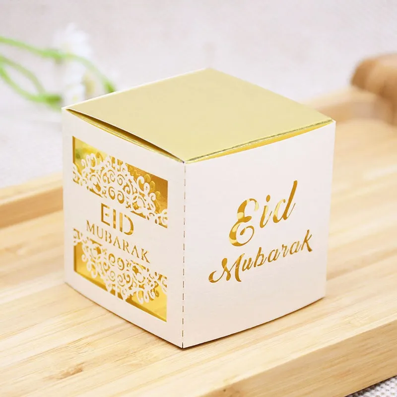 5/10pcs Eid Mubarak Chocolate Candy Box Ramadan Kareem Favor Gift Box Islamic Muslim Festival Happy Al-Fitr Eid Party Supplies