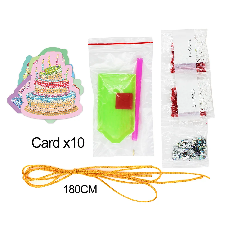 10pcs Cute Greeting Card Pendant Diamond Painting (Single Side)