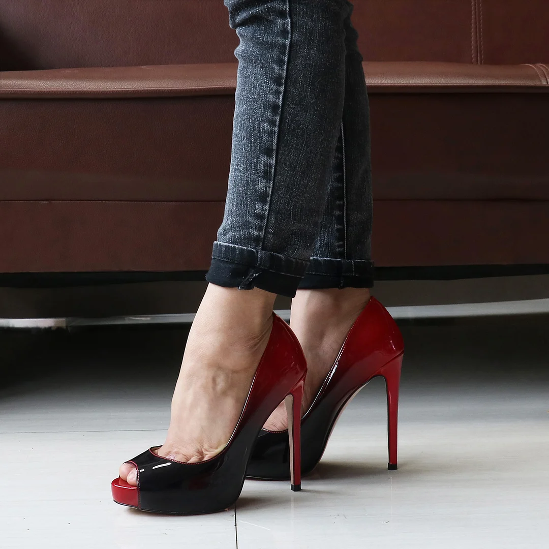 4.72'' Women's Platforms Heels Party Wedding Gradient Pumps-MERUMOTE