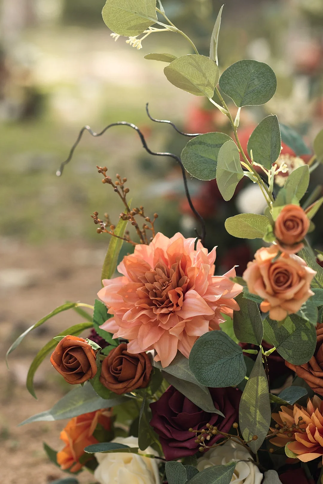 Free-Standing Flower Arrangements in Sunset Terracotta