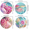 4PCS Diamond Painted Wooden Shell Flower Placemats Comes with Storage Display Stand