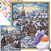 Diamond Painting-DIY Round Part AB Drill Stained Glass Snow Scene (45*55CM)