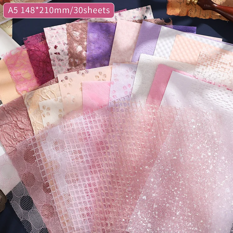 Journalsay 30 Sheets A5 Creative Mesh Gauze Special Material Paper DIY Journal Scrapbooking Decoration Memo Pad