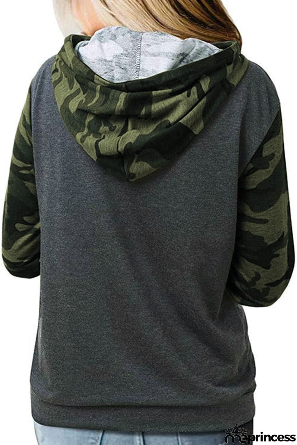 Zebra Print Patchwork Hoodie with Kangaroo Pocket