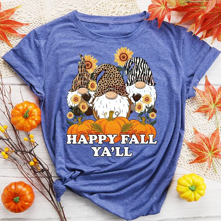 Happy Fall Ya'll Round Neck T-shirt-0018919