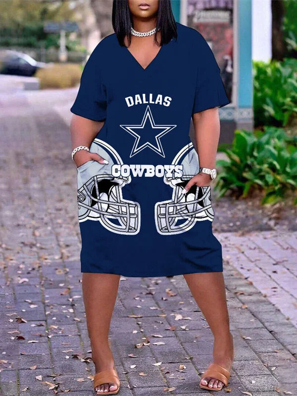 Dallas Cowboys Limited Edition V-neck Casual Pocket Dress