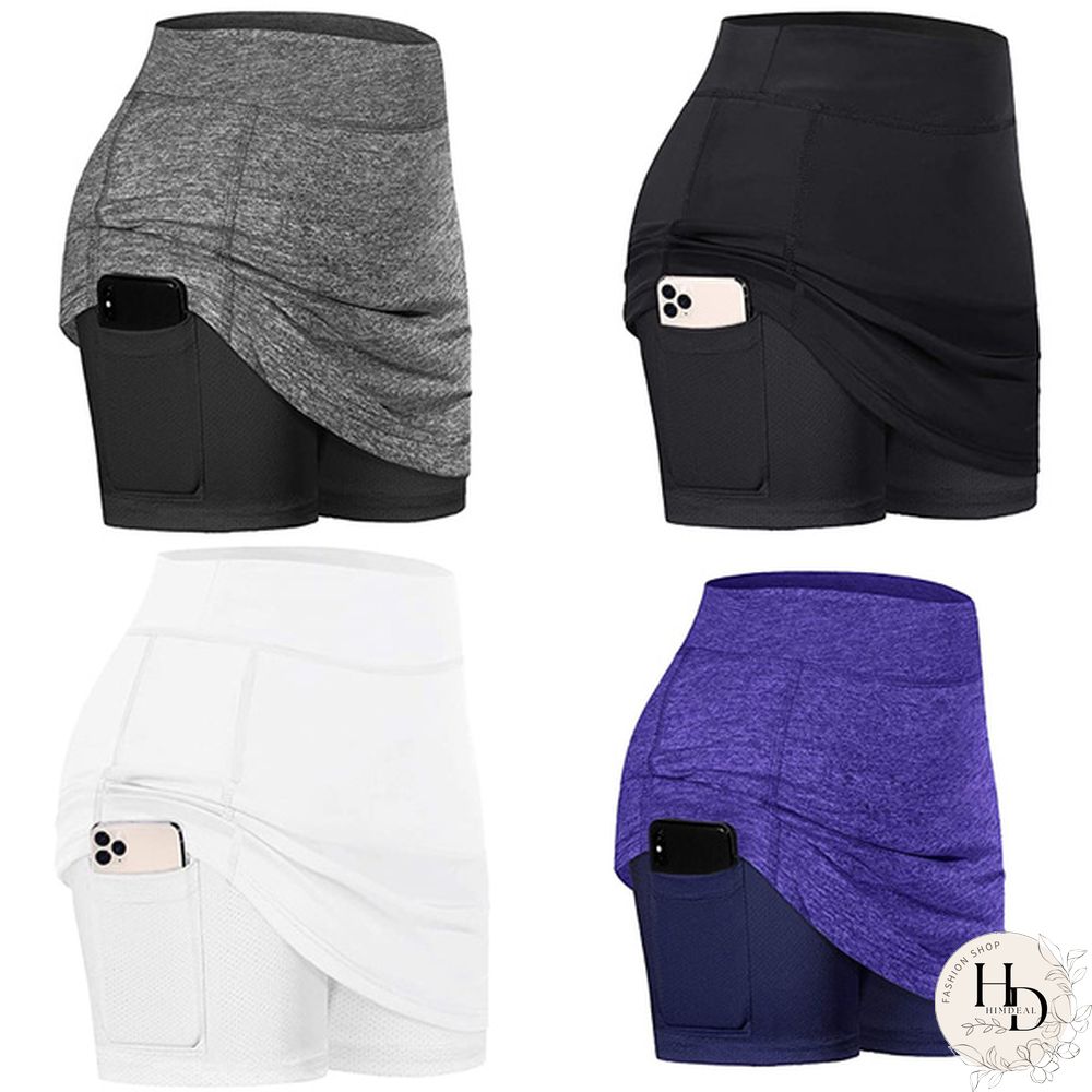 Womens Summer Athletic Tennis Skirt Golf Inner Shorts Elastic Sports Running Skort