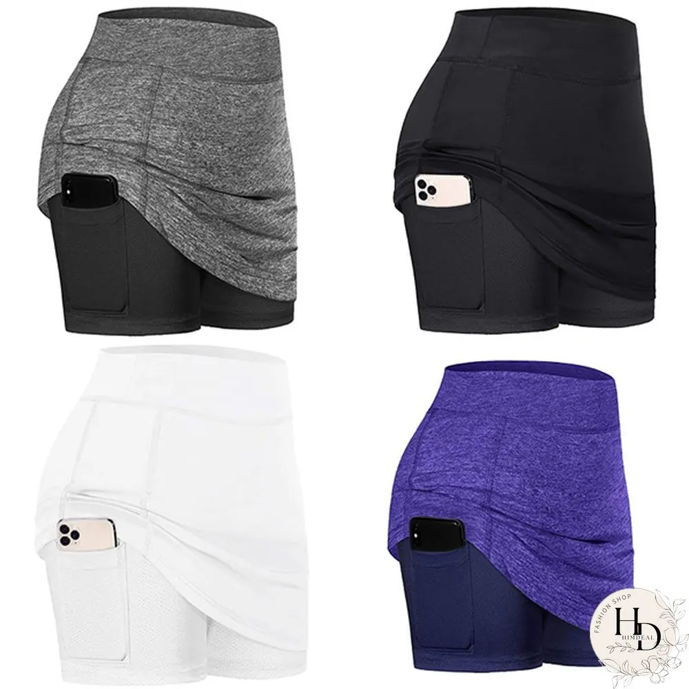 Womens Summer Athletic Tennis Skirt Golf Inner Shorts Elastic Sports Running Skort