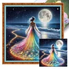 (Counted/Stamped) Beach Rainbow Dress Girl-18CT Cross Stitch 35*35cm/13.78*13.78in