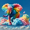 Diamond Painting -DIY Round Drill Rainbow Elephant(40x40cm)