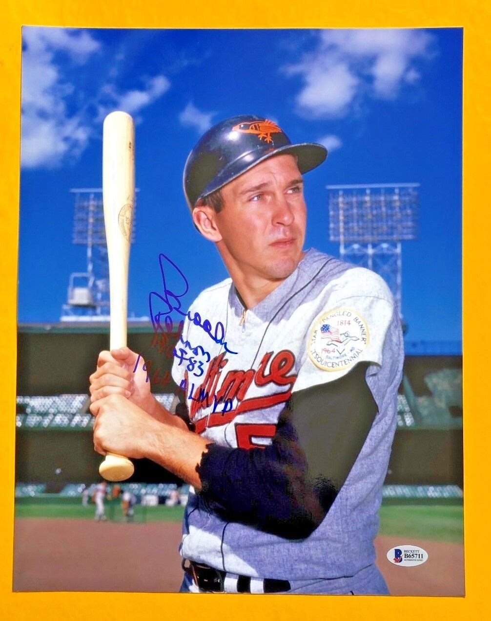 BROOKS ROBINSON SIGNED 11 X14 BALTIMORE ORIOLES Photo Poster painting BECKETT CERTIFIED