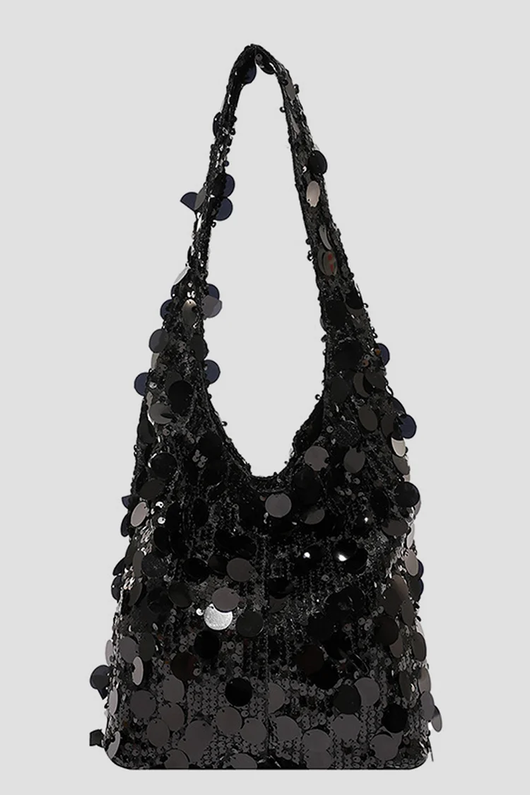 Fashion Gold Disco Sequin Large Capacity Casual Shoulder Bag 2024 - Xpluswear