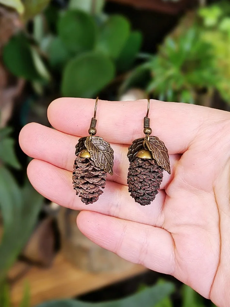 Vintage Natural Dried Fruit Tassel Earrings