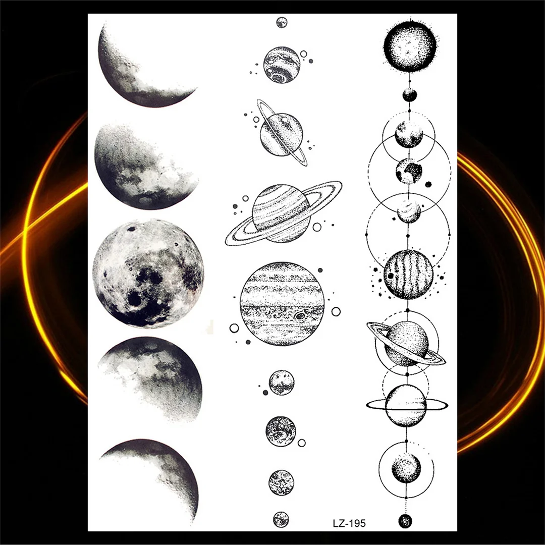 Sdrawing Rose Flower Moon Temporary Tattoos For Women Adult Pendant Peony Lotus Fake Tattoo Calf Thigh Body Art Waterproof Tatoos