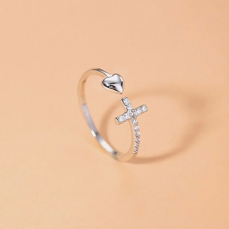 To My Daughter "Pray Through It" Heart and Cross Ring