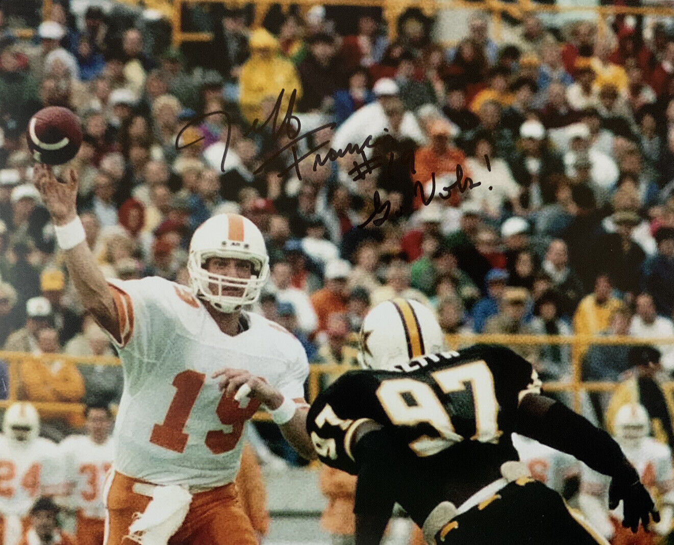 JEFF FRANCIS HAND SIGNED 8x10 Photo Poster painting TENNESSEE VOLUNTEERS QB AUTOGRAPH COA