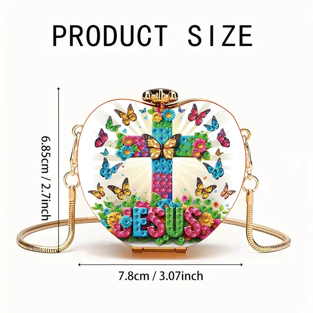 Cross DIY Acrylic Love Art Diamond Painting Coin Purse with Chain for Women Girl