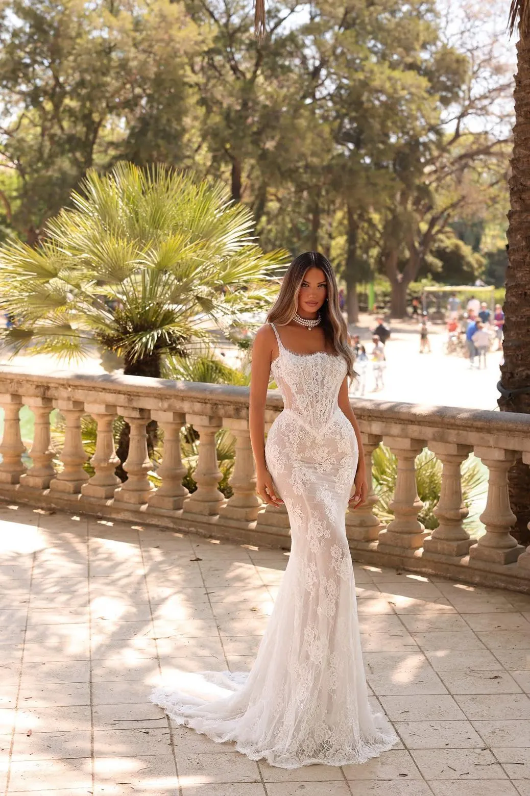 Tulle And Lace Romantic Square Neck Spaghetti Straps High-Waisted Long Mermaid Wedding Dress | PM0066 Wellcucu