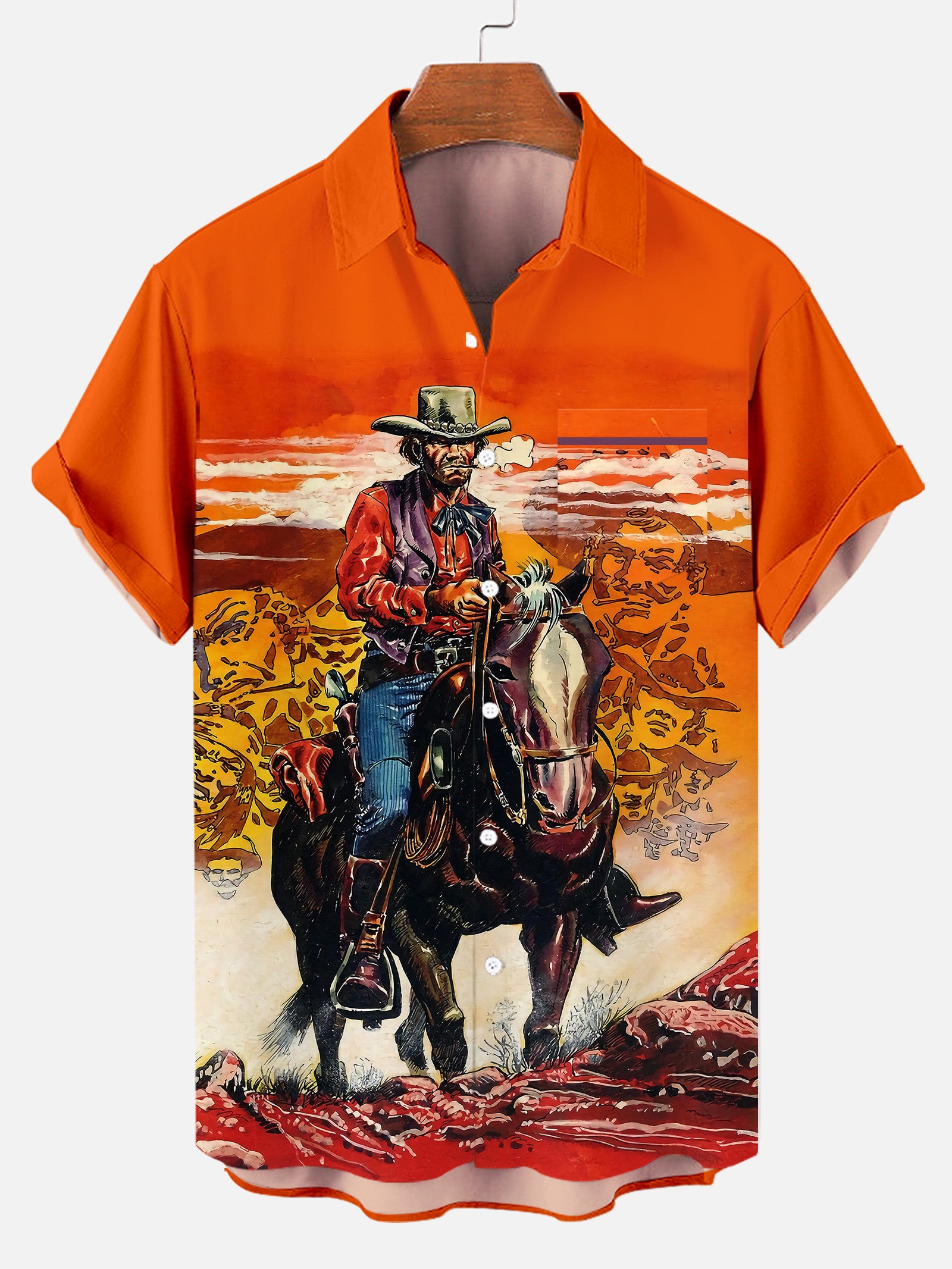 XLTMen's Vintage Plus Size Cowboy Horsemanship Resort Hawaiian Shirt PLUSCLOTHESMAN