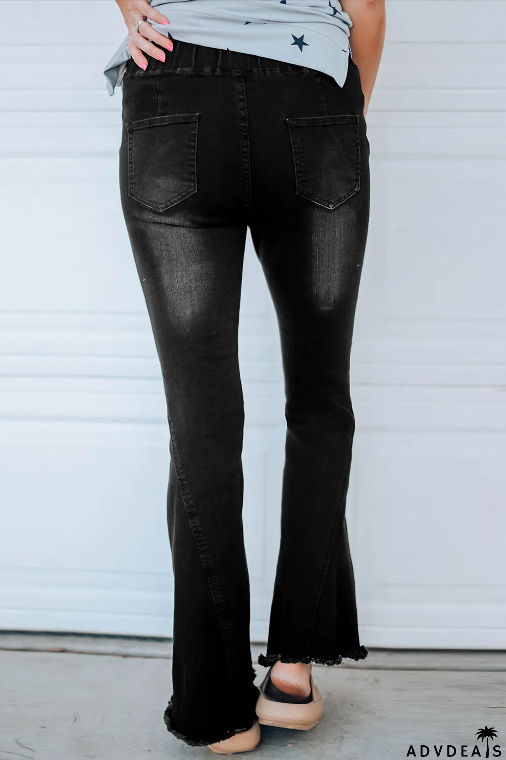 Distressed Bell Bottom Denim Pants