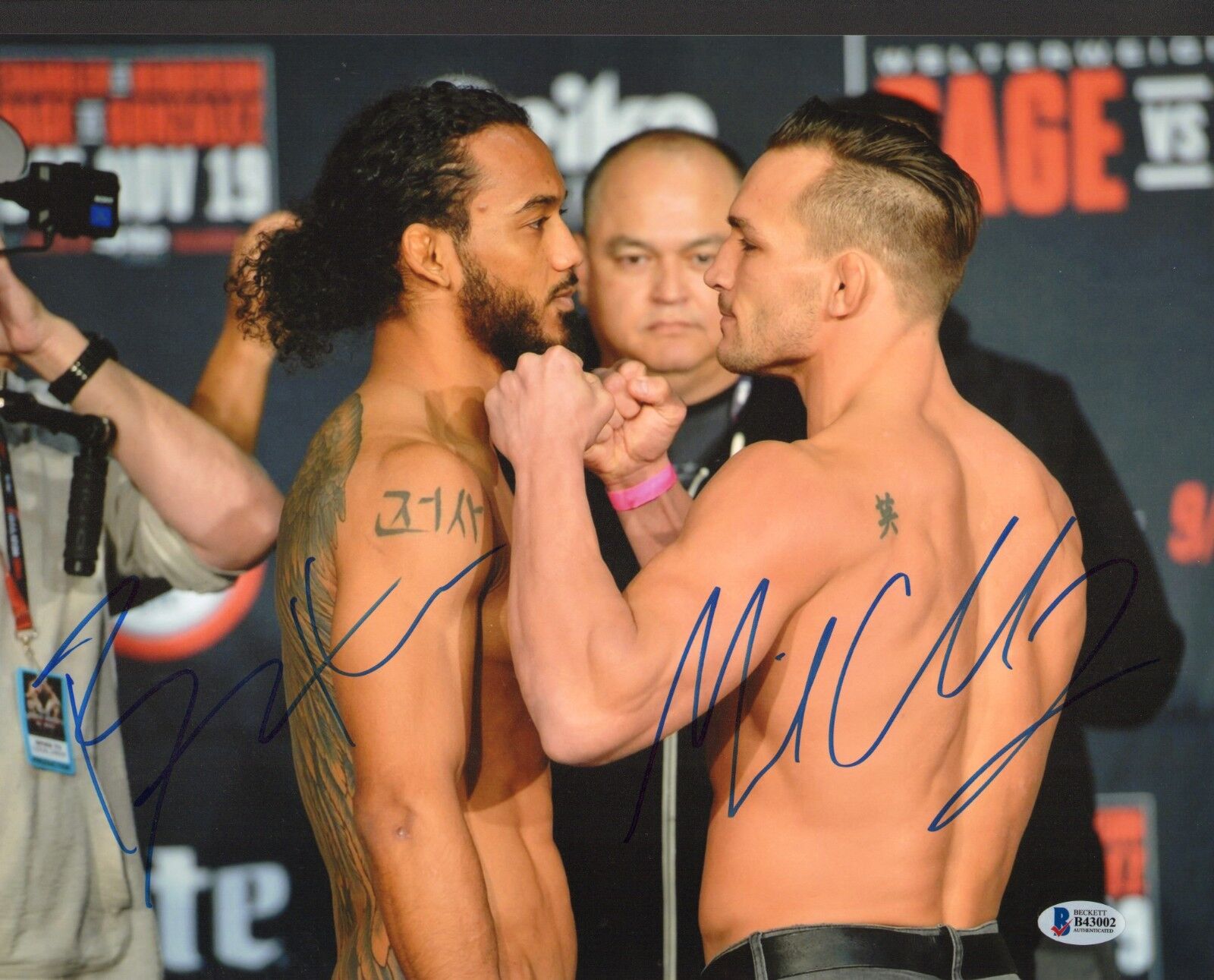 Michael Chandler Benson Henderson Signed 11x14 Photo Poster painting BAS COA Bellator Picture 1