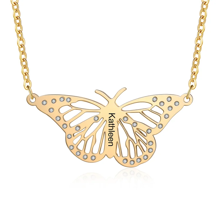 Personalized Butterfly Necklace Custom Name Necklace for Her
