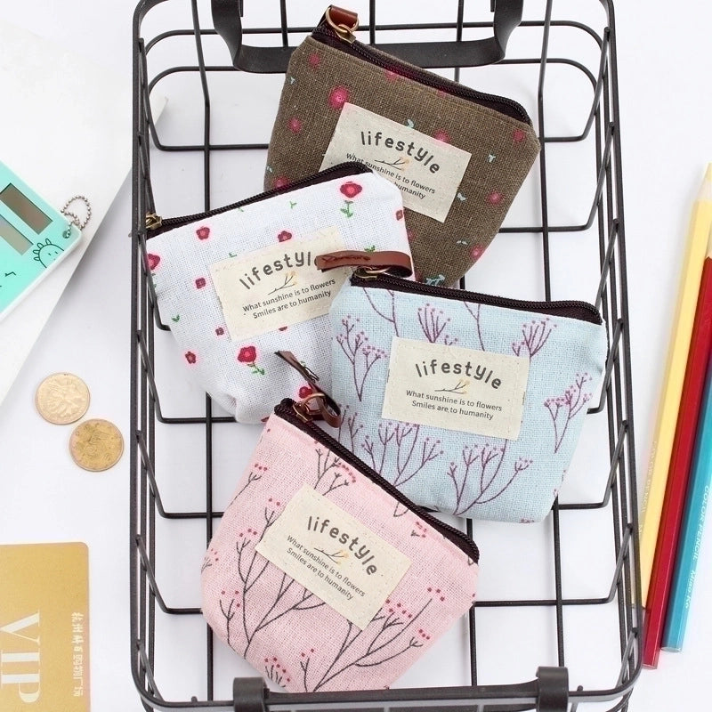 Women’s Flower Canvas Zipper Coin Purses