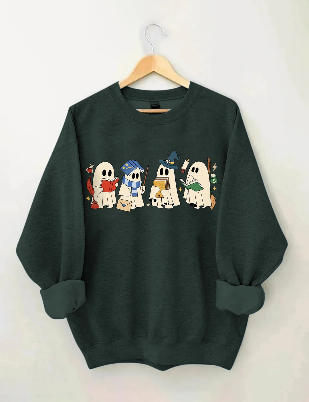 Halloween Ghosts Reading Book Sweatshirt