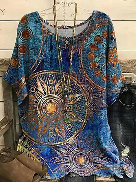 Ladies Elegant Digital Printing Short Sleeve T-Shirt