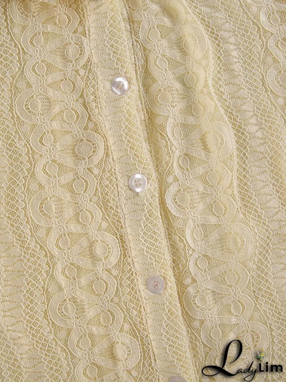 Lace Long Sleeve Button Blouse