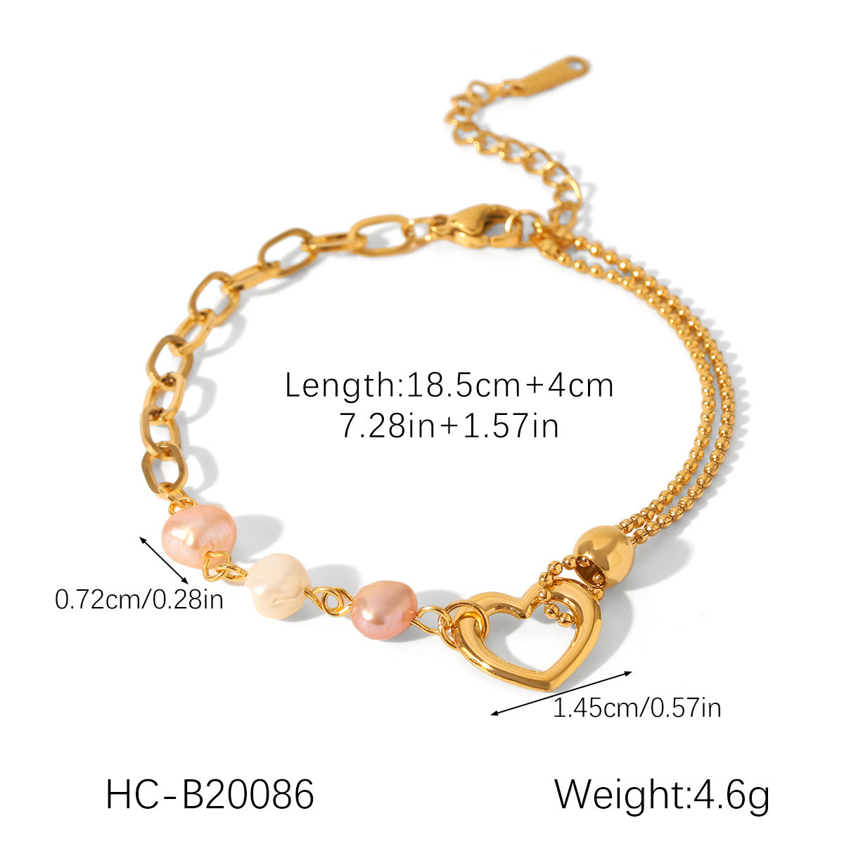 Stainless Steel Bracelet Ot Buckle Love Pearl Bracelet Female Titanium Steel Jewelry